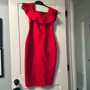 Red off shoulder dress bodycon dress
